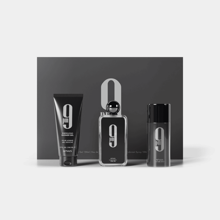 Afnan 9PM Gift Set (Eau De Parfum Spray 100ml + Shower Gel 150ml + Deodorant Spray 150ml) - Fragrance London