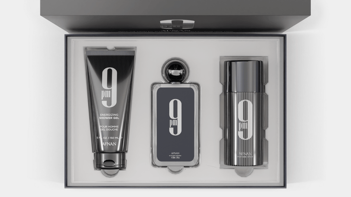 Afnan 9PM Gift Set (Eau De Parfum Spray 100ml + Shower Gel 150ml + Deodorant Spray 150ml) - Fragrance London