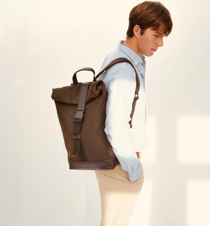 Apatchy London The Cavendish Waxed Canvas & Leather Backpack - Fragrance London