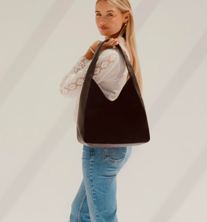 Apatchy London The Henry Leather And Suede Hobo Bag - Fragrance London