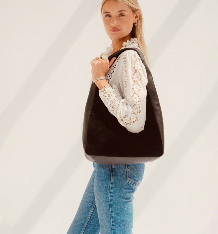 Apatchy London The Henry Leather And Suede Hobo Bag - Fragrance London