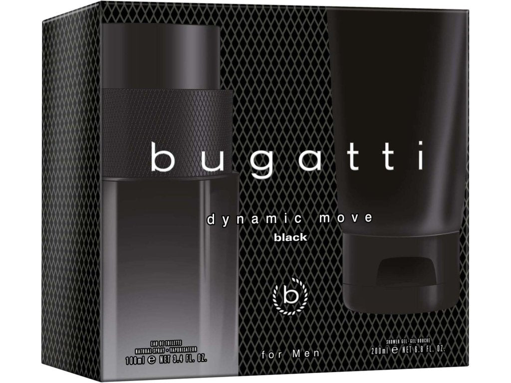 Bugatti Dynamic Move Black For Men Gift Set (Eau De Toilette Spray 100ml + Shower Gel 200ml) - Fragrance London