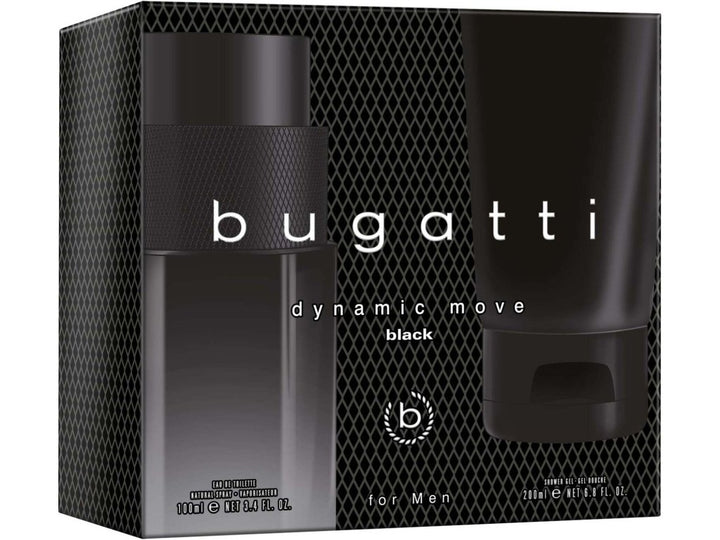 Bugatti Dynamic Move Black For Men Gift Set (Eau De Toilette Spray 100ml + Shower Gel 200ml) - Fragrance London