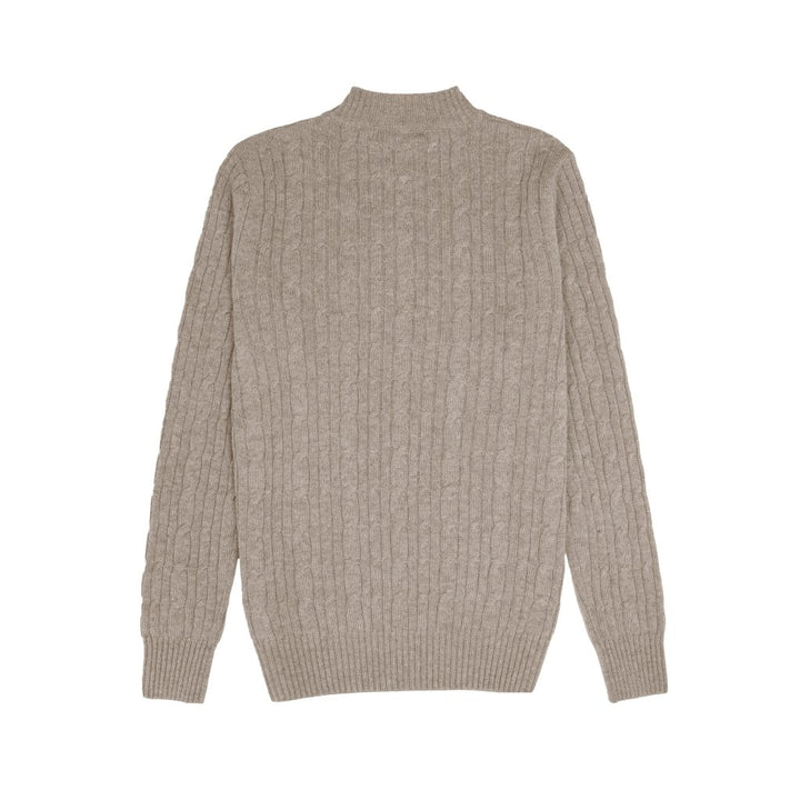 Cashmere Polo Club Beckham Men’s Mock Neck Pullover Allover Cable Knit - 100% Cashmere - Fragrance London