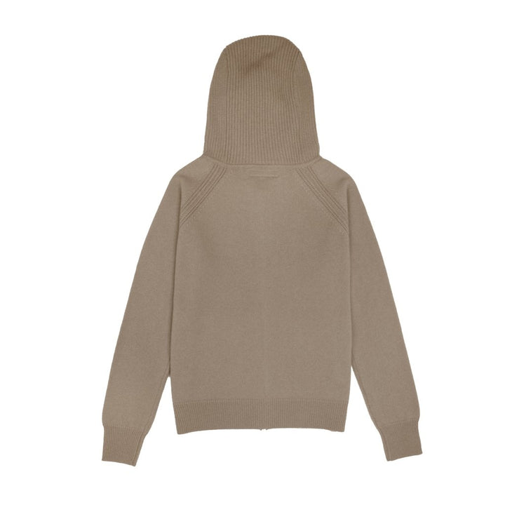 Cashmere Polo Club Claire Ladies Hooded Full Zip Cardigan with Aran Knit Front - 100% Cashmere - Fragrance London