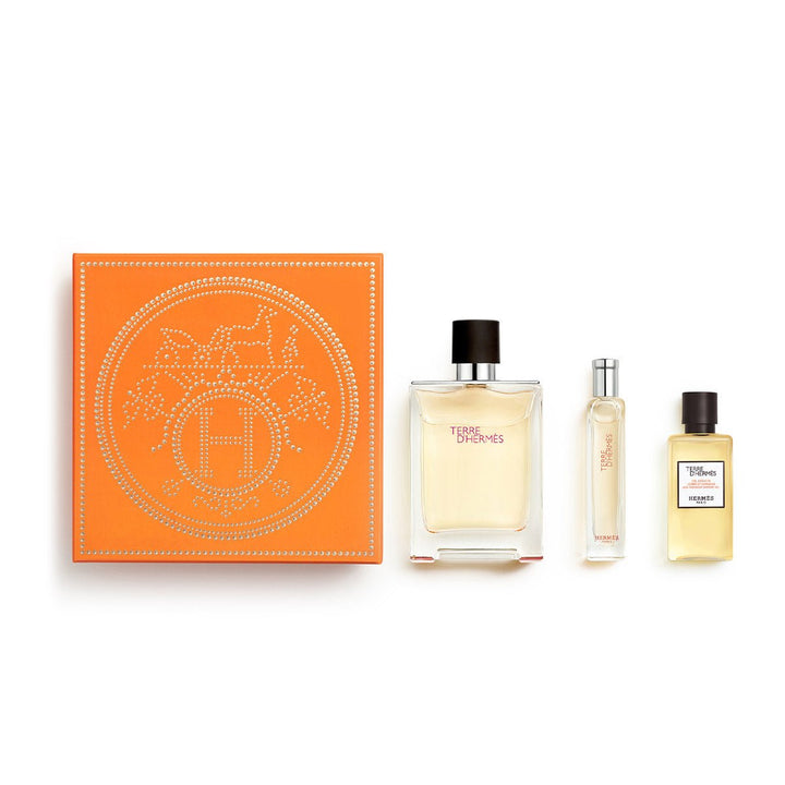 Hermes Terre D'Hermes Gift Set (Eau De Toilette Spray 100ml + Eau De Toilette Spray 15ml + Hair & Body Shower Gel 40ml) - Fragrance London