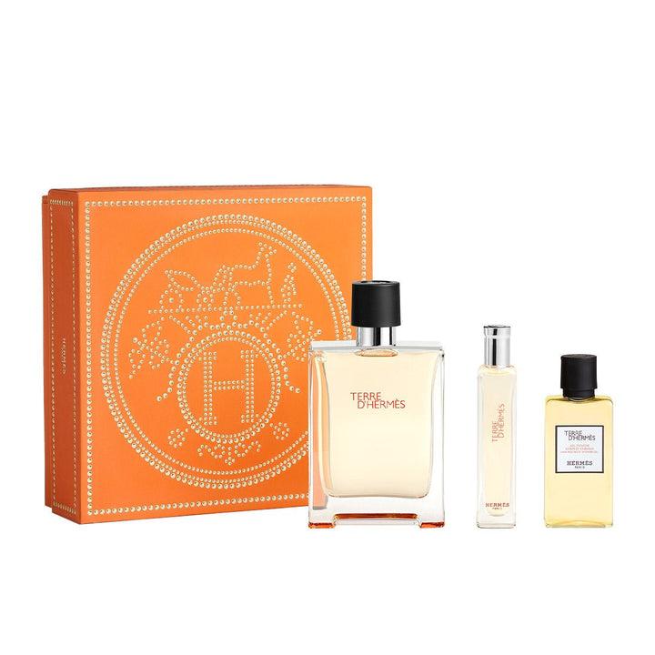Hermes Terre D'Hermes Gift Set (Eau De Toilette Spray 100ml + Eau De Toilette Spray 15ml + Hair & Body Shower Gel 40ml) - Fragrance London
