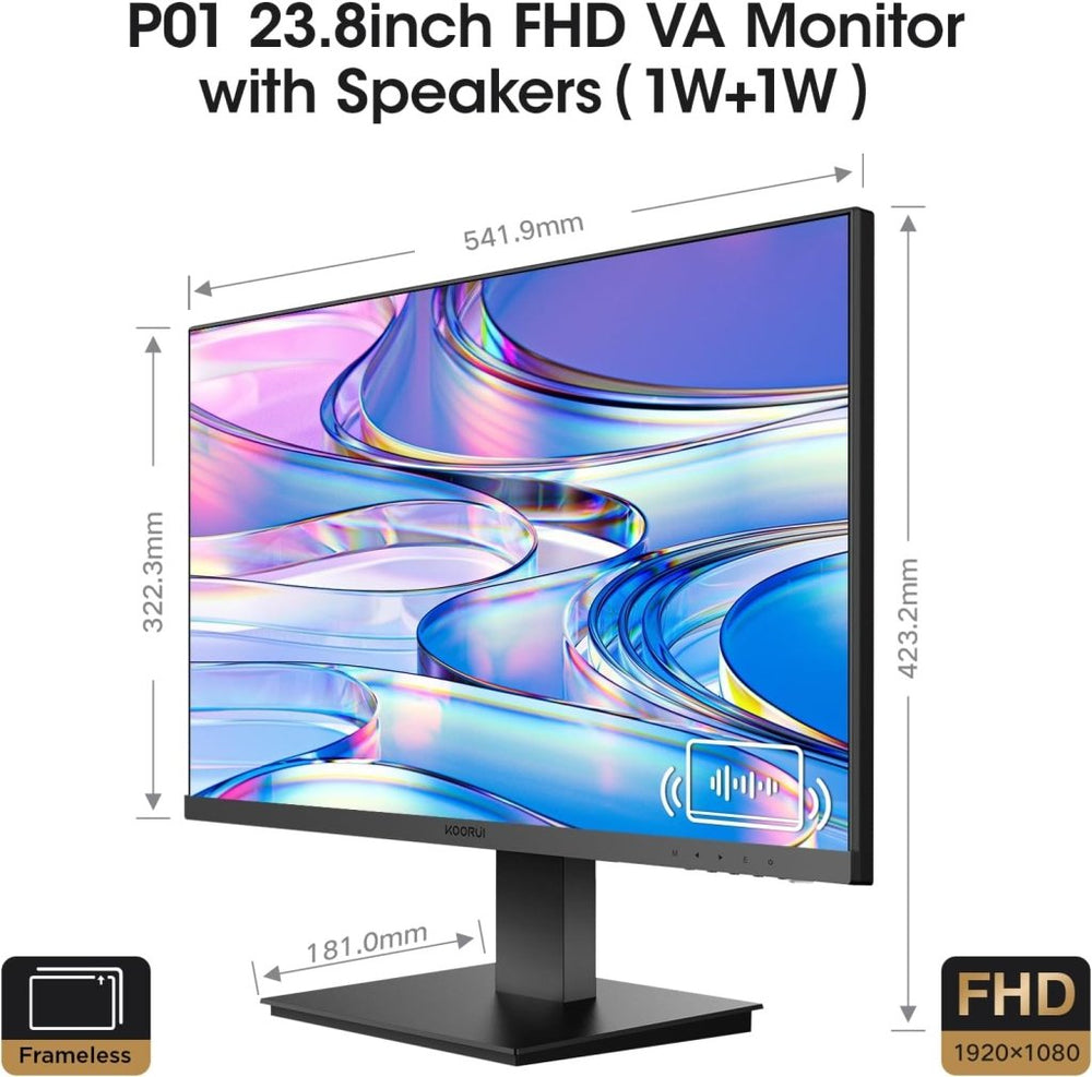 KOORUI 24 Inch FHD Monitor 100Hz with Built - in Speakers HDMI/VGA – P01 - Fragrance London