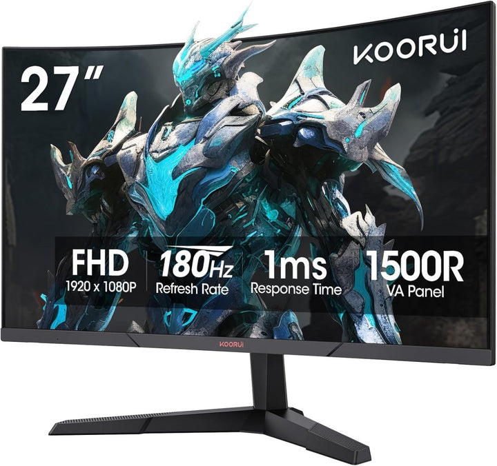 KOORUI 27 Inch Curved Gaming Monitor 180Hz FHD VA 1ms 1500R – 27E6CA - Fragrance London