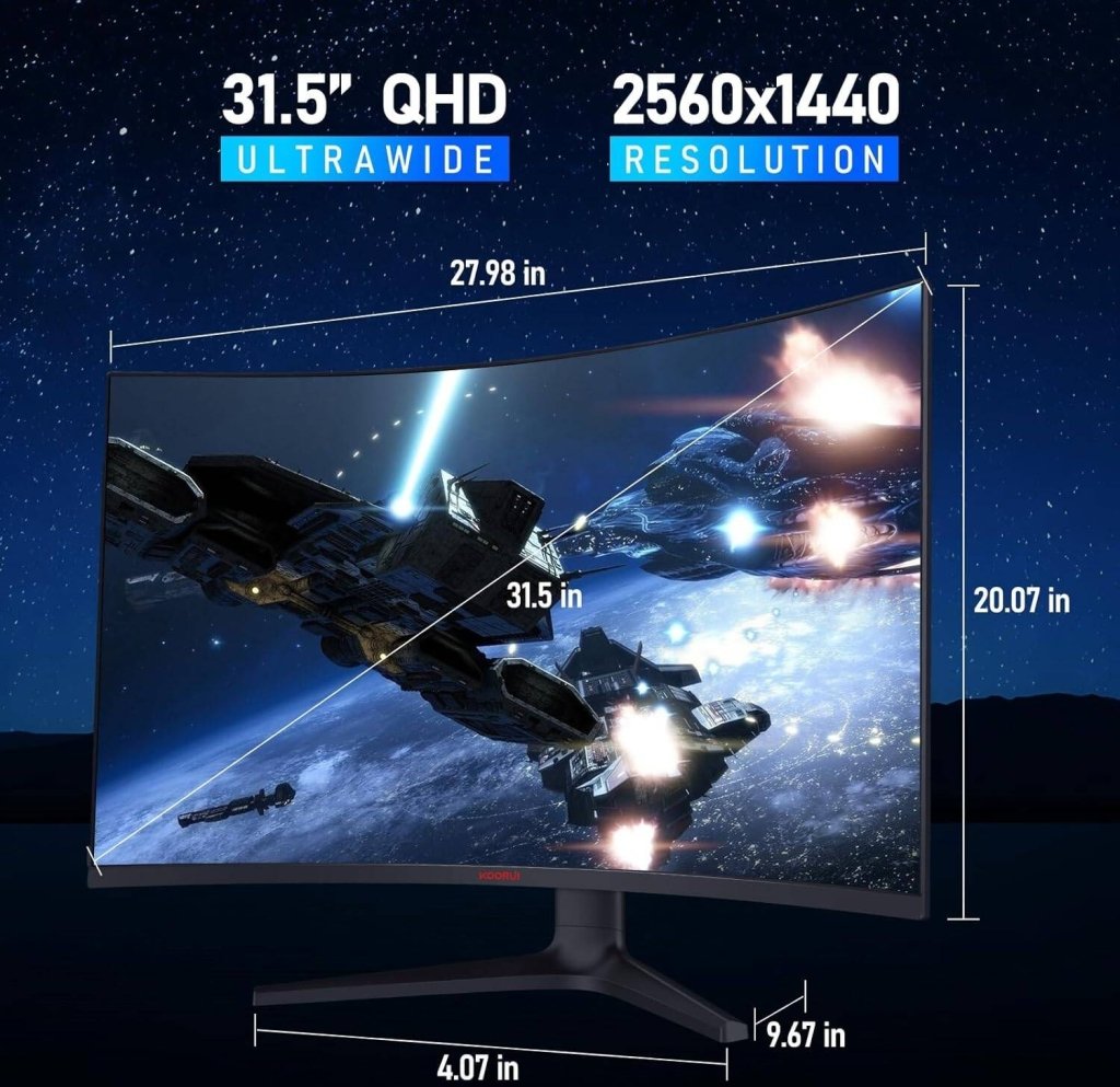 KOORUI 32" Curved Gaming Monitor QHD 170Hz VA 1500R – 32E6QC - Fragrance London