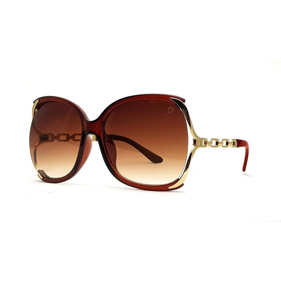 Ruby Rocks 'Cherry' Oversized Sunglasses In Crystal Brown - Fragrance London