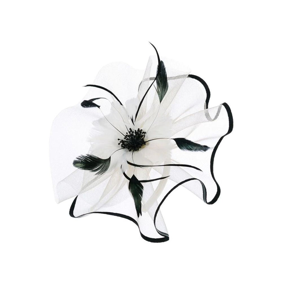 Ruby Rocks DAISYLEE Fascinator - Beige & Black - Fragrance London