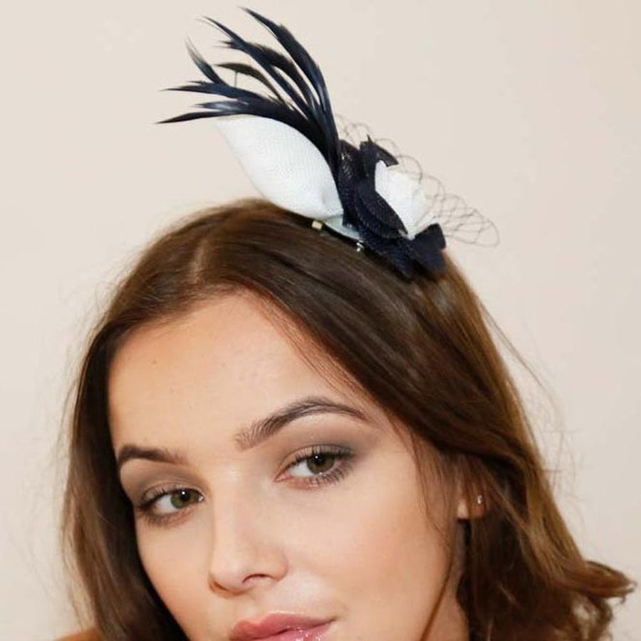 Ruby Rocks Florita Fascinator - Navy - Fragrance London