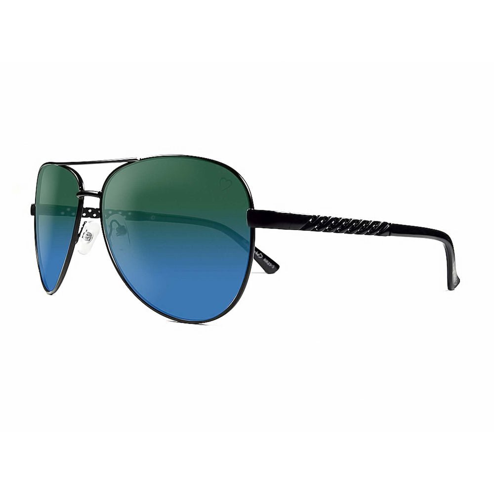 Ruby Rocks Metal 'Dominica' Aviator Sunglasses With Embossed Temple in Black RR23 - 3 - Fragrance London
