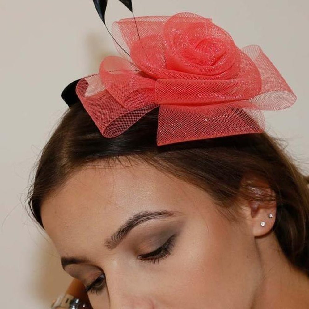 Ruby Rocks Norita Fascinator - Coral - Fragrance London