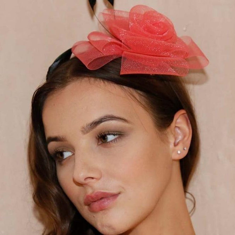 Ruby Rocks Norita Fascinator - Coral - Fragrance London