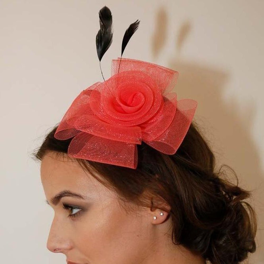 Ruby Rocks Norita Fascinator - Coral - Fragrance London