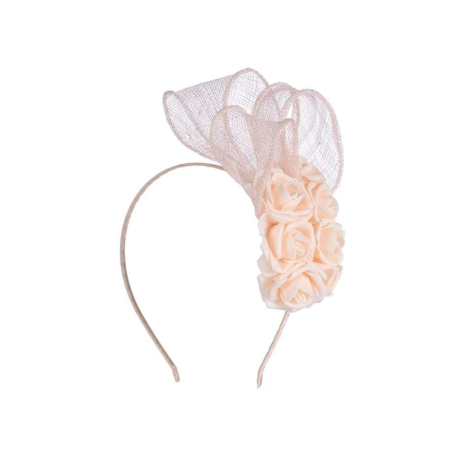 Ruby Rocks Rosita Fascinator - Pale Peach - Fragrance London
