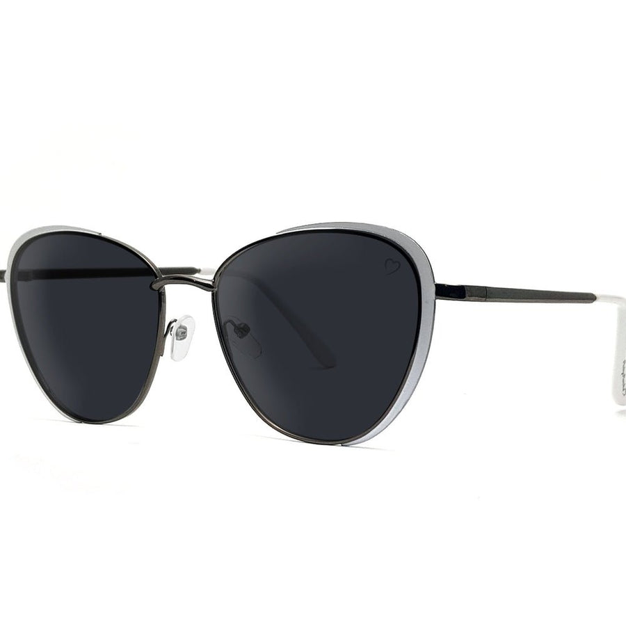 Ruby Rocks 'Sam Jo' Cateye Sunglasses In White & Gunmetal - Fragrance London