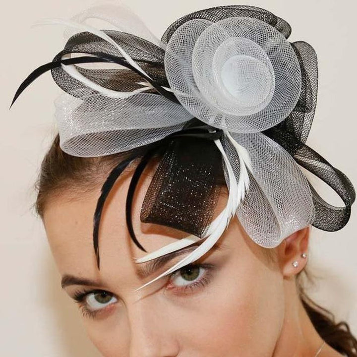 Ruby Rocks Sancha Fascinator - Black/White - Fragrance London