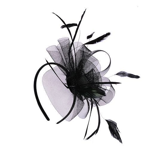 Ruby Rocks Serena Fascinator - Black - Fragrance London