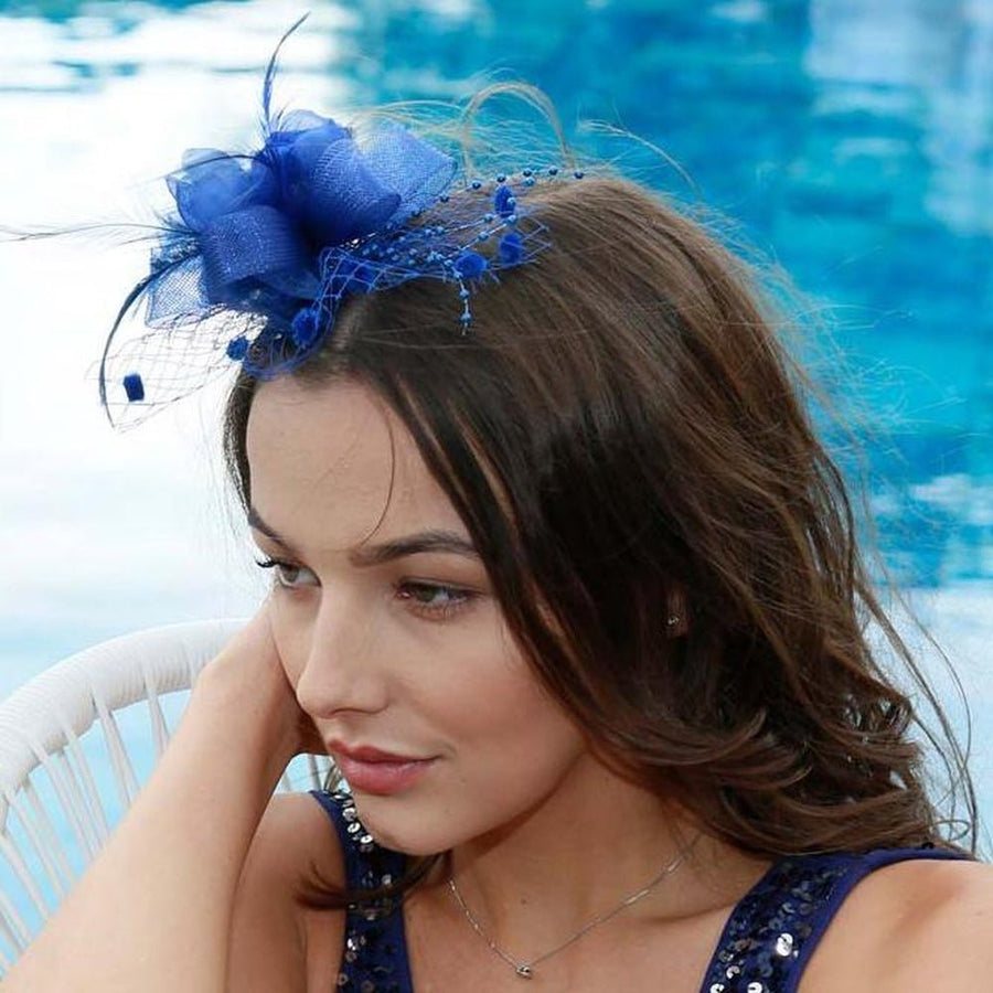 Ruby Rocks Vida Fascinator - Blue - Fragrance London
