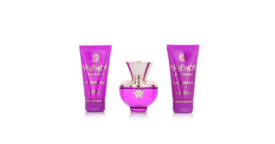 Versace Dylan Purple Gift Set (Eau De Parfum Spray 50ml + Shower Gel 50ml + Body Lotion 50ml) - Fragrance London