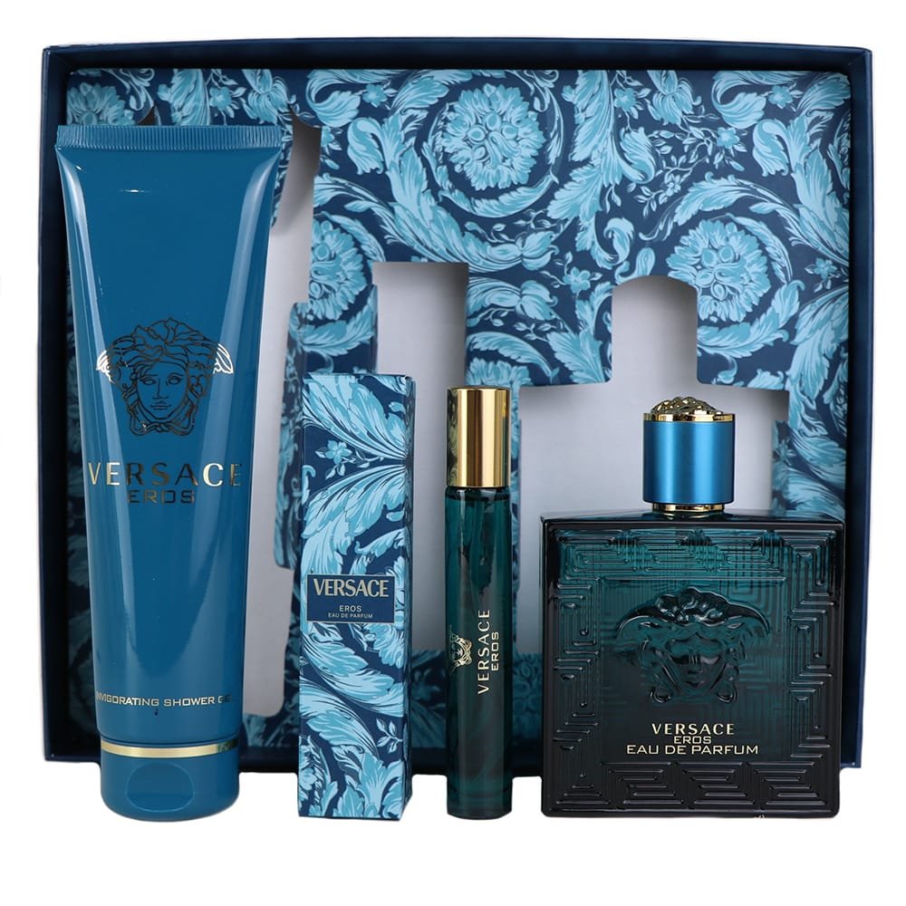 Versace Eros Gift Set (Parfum 100ml + Shower Gel 150ml + Eau De Parfum 10ml) - Fragrance London
