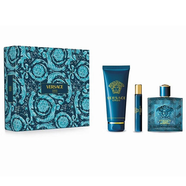 Versace Eros Gift Set (Parfum 100ml + Shower Gel 150ml + Eau De Parfum 10ml) - Fragrance London