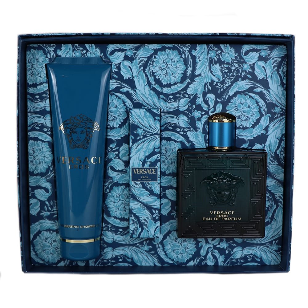 Versace Eros Gift Set (Parfum 100ml + Shower Gel 150ml + Eau De Parfum 10ml) - Fragrance London