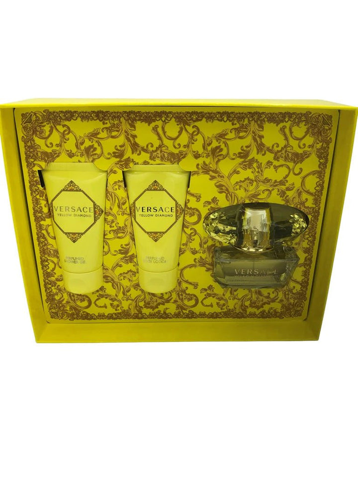 Versace Yellow Diamond Gift Set (Eau De Toilette Spray 50ml + Shower Gel 50ml + Body Lotion 50ml) - Fragrance London