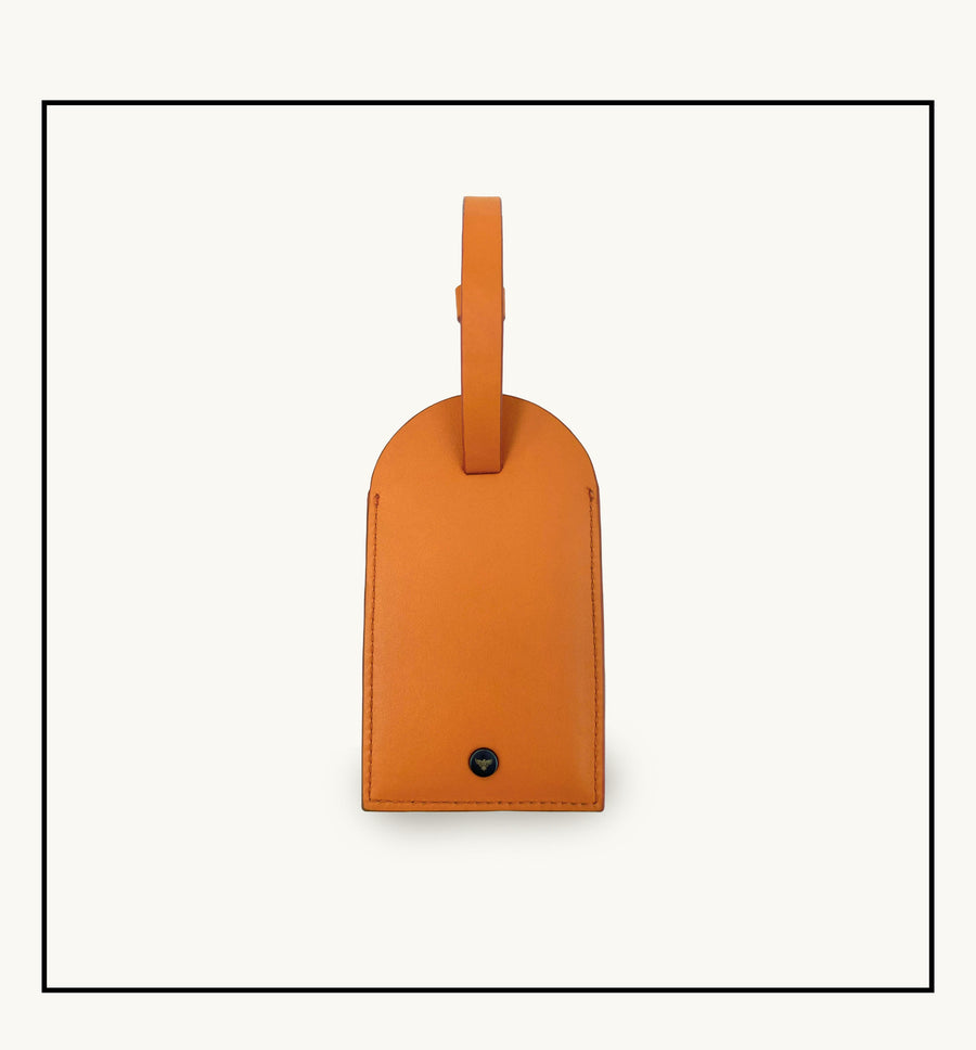 Apatchy London Orange Leather Luggage Tag