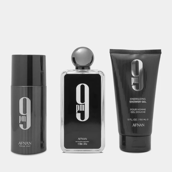 Afnan 9PM Gift Set (Eau De Parfum Spray 100ml + Shower Gel 150ml + Deodorant Spray 150ml) - Fragrance London