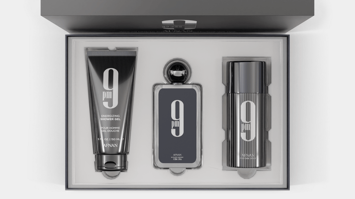 Afnan 9PM Gift Set (Eau De Parfum Spray 100ml + Shower Gel 150ml + Deodorant Spray 150ml) - Fragrance London
