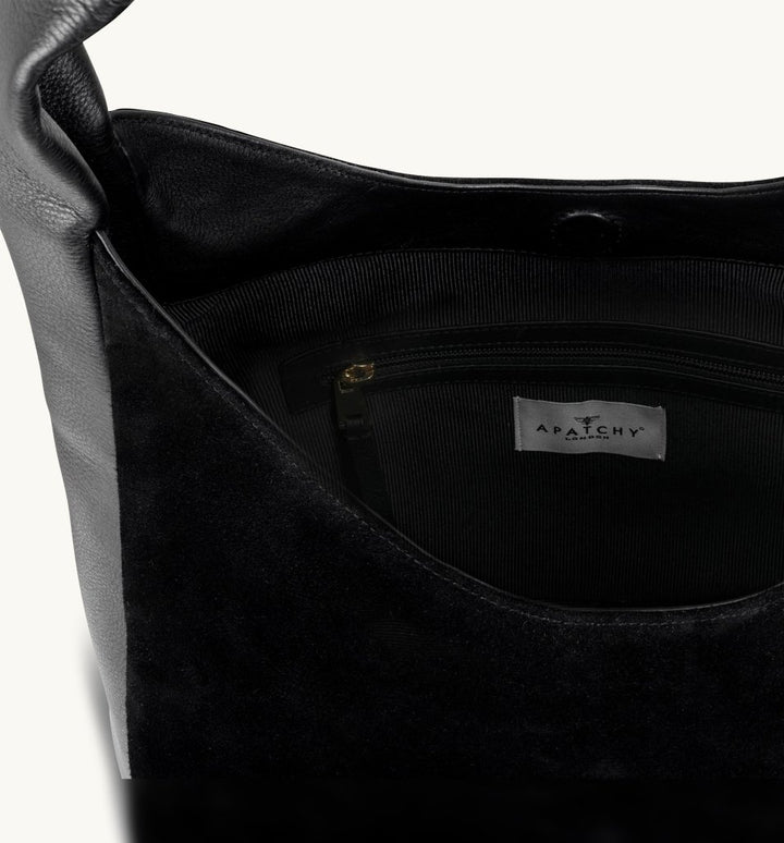 Apatchy London The Henry Leather And Suede Hobo Bag - Fragrance London