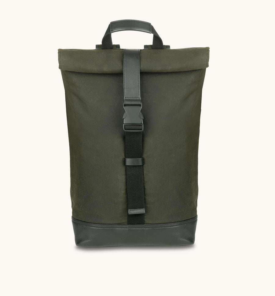 Apatchy London The Cavendish Waxed Canvas & Leather Backpack