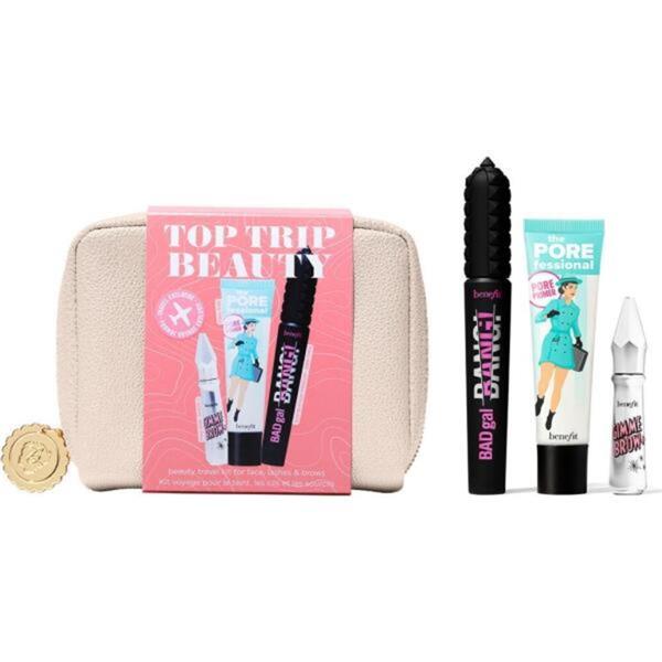 Benefit Top Trip Beauty Set (Primer 22ml + Mascara 8.5g + Gimme Brow+ Shade 3 3g + Pouch) - Fragrance London