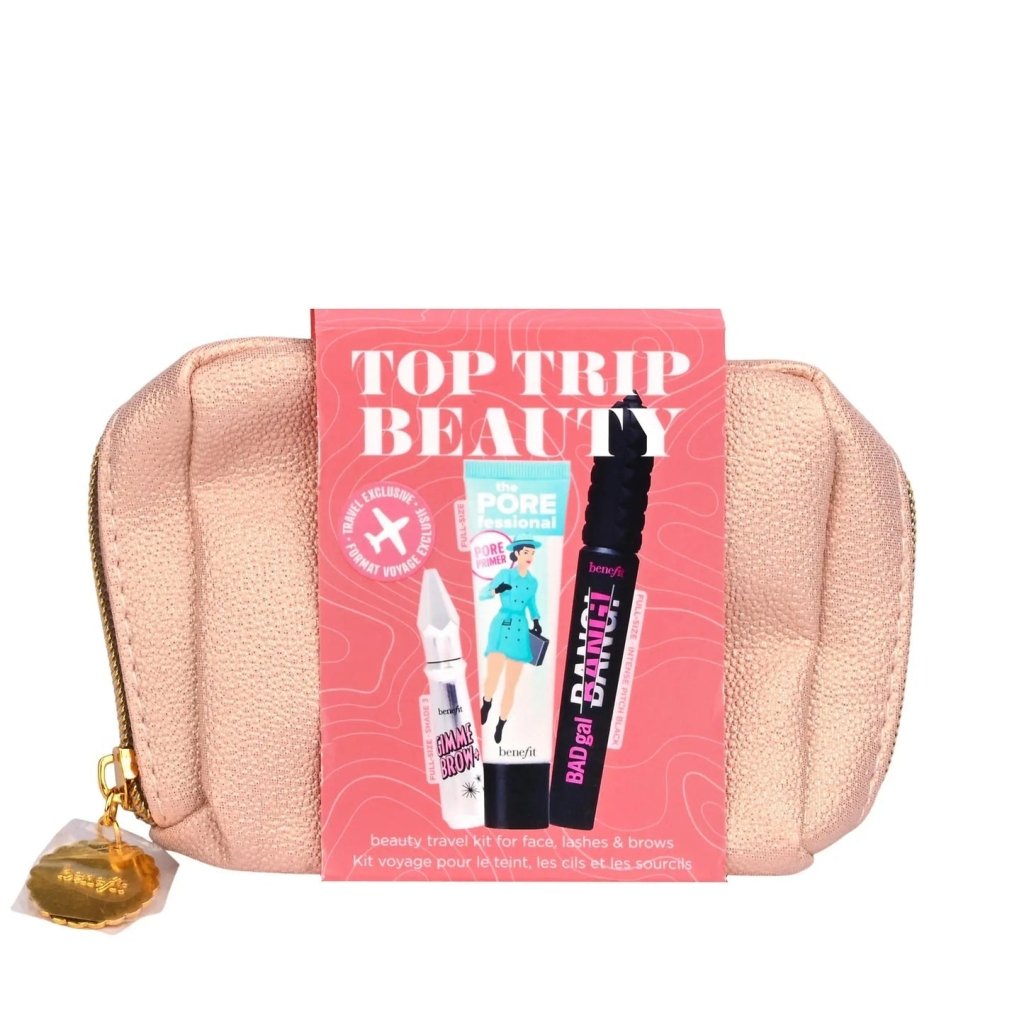Benefit Top Trip Beauty Set (Primer 22ml + Mascara 8.5g + Gimme Brow+ Shade 3 3g + Pouch) - Fragrance London