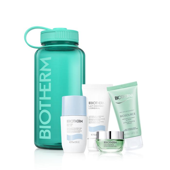 Biotherm Set (Deo Pure Deodorant Roll - On 75ml + Lait Corporel Body Milk 50ml + Cleanser 50ml + Aquasource Hyalu Plump Gel 15ml) - Fragrance London