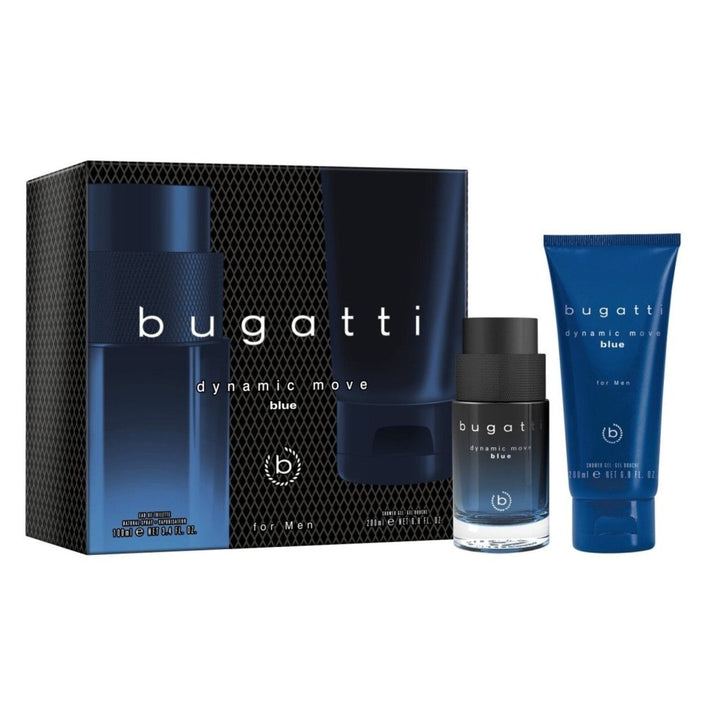 Bugatti Dynamic Move Blue For Men Gift Set (Eau De Toilette Spray 100ml + Shower Gel 200ml) (New) - Fragrance London