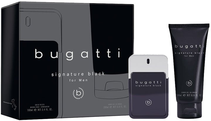 Bugatti Signature Black For Men Gift Set (Eau De Toilette Spray 100ml + Shower Gel 200ml) - Fragrance London