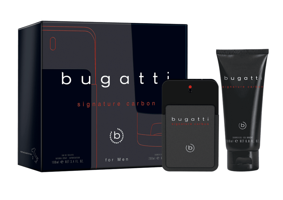 Bugatti Signature Carbon For Men Gift Set (Eau De Toilette Spray 100ml + Shower Gel 200ml) (New) - Fragrance London