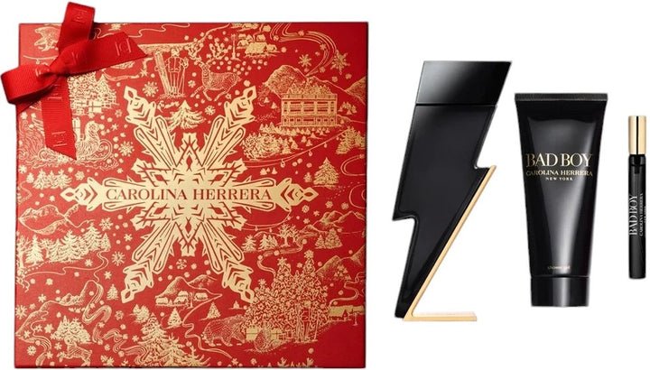 Carolina Herrera Bad Boy Gift Set (Eau De Toilette Spray 100ml + Shower Gel 100ml + Eau De Toilette Spray 10ml) - Fragrance London