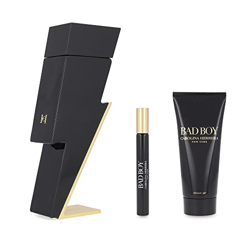 Carolina Herrera Bad Boy Gift Set (Eau De Toilette Spray 100ml + Shower Gel 100ml + Eau De Toilette Spray 10ml) - Fragrance London