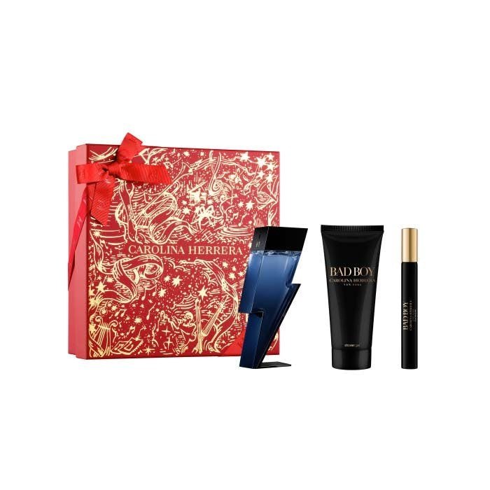 Carolina Herrera Bad Boy Gift Set (Eau De Toilette Spray 50ml + Eau De Toilette Spray 10ml + Shower Gel 100ml) - Fragrance London