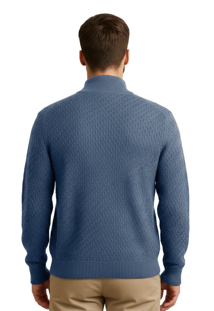 Cashmere Polo Club Atlas Men’s Half Zip Neck Jumper Baltic - 100% Cashmere - Fragrance London