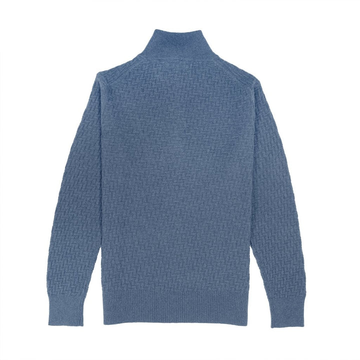 Cashmere Polo Club Atlas Men’s Half Zip Neck Jumper Baltic - 100% Cashmere - Fragrance London