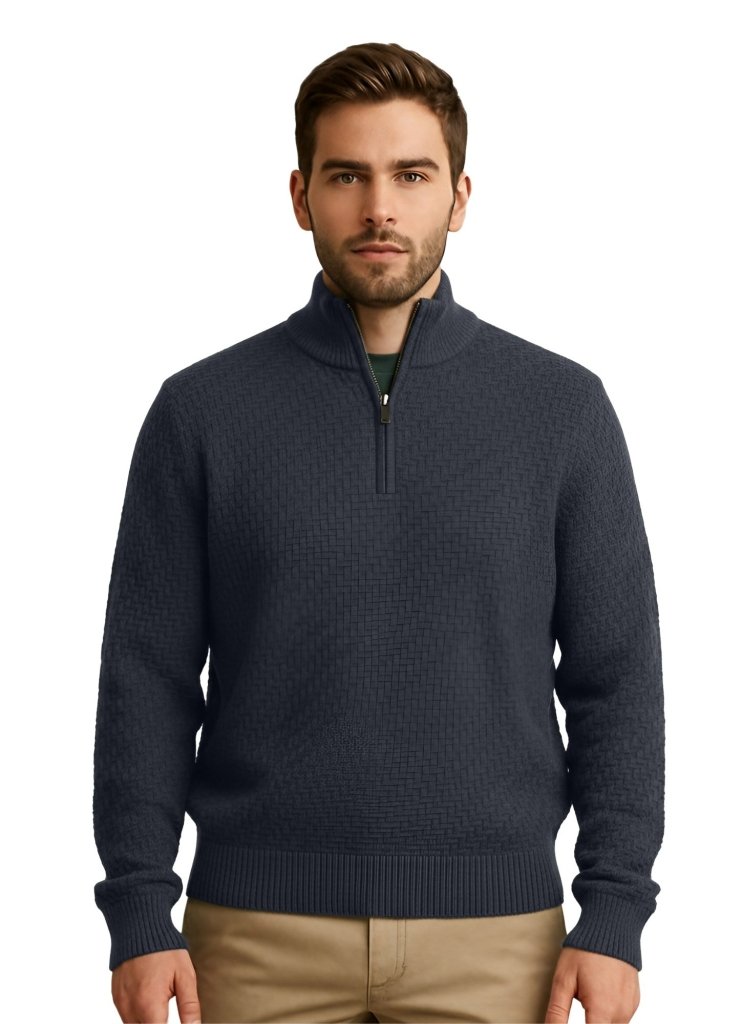 Cashmere Polo Club Atlas Men’s Half Zip Neck Jumper Charcoal - 100% Cashmere - Fragrance London