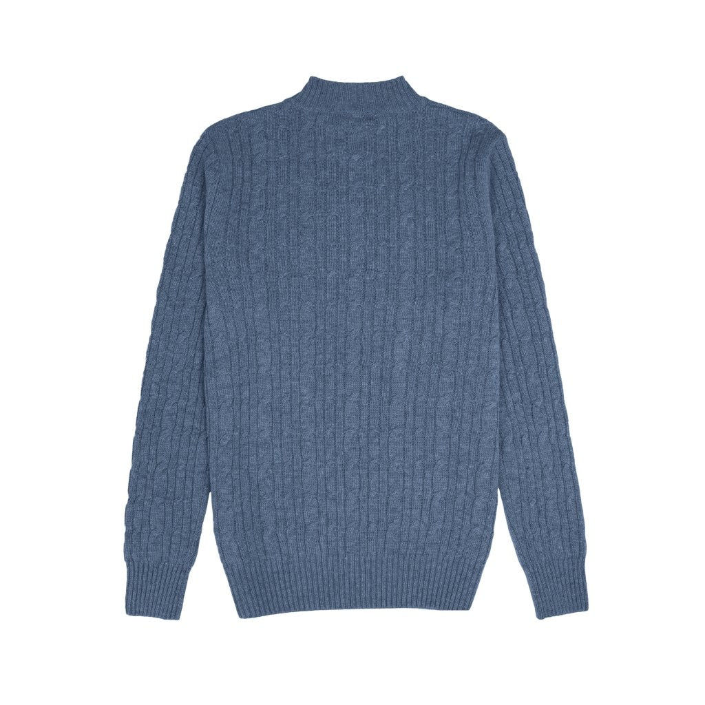 Cashmere Polo Club Beckham Men’s Mock Neck Pullover Allover Cable Knit - 100% Cashmere - Fragrance London