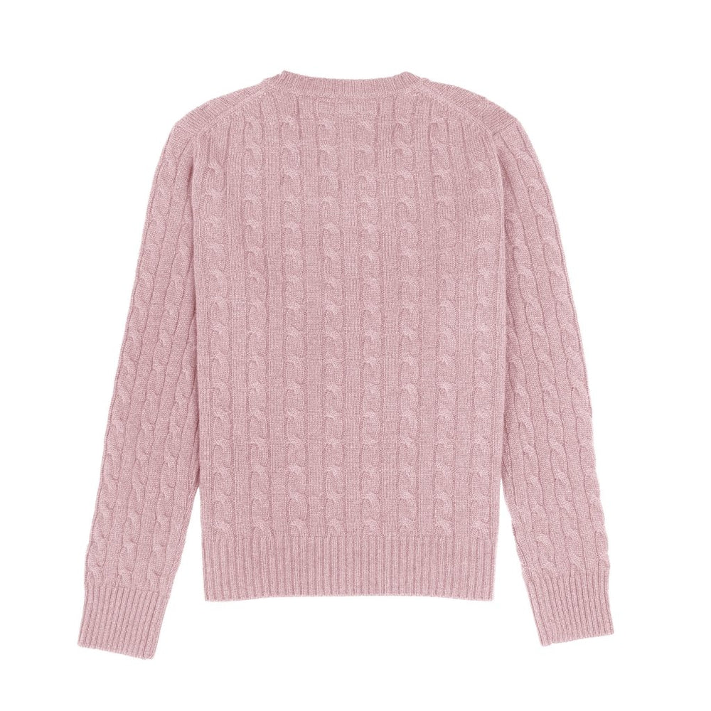 Cashmere Polo Club Larisa Ladies V - Neck Pullover Allover Cable Knit - 100% Cashmere - Fragrance London